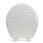 Bemis 37SLOW (White) Mayfair series Modern Geometric Sculptured Wood Round Toilet Seat, Slow-Close Bemis